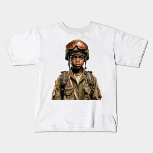 Military Minded Street Soldier Urban Warrior Black Boy Kids T-Shirt